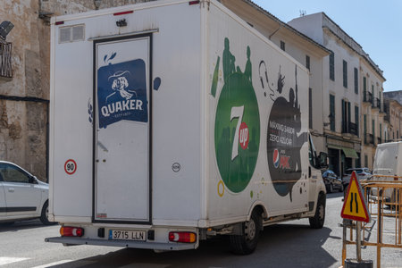 Felanitx, Spain; april 07 2022: Delivery van of the company Pepsi, parked in a central street of the...