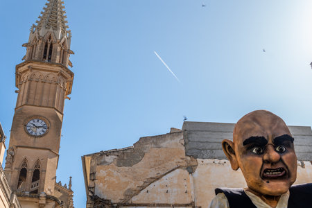 Manacor, Spain; May 14 2022: Giant sculpture of a folk tale character of the Majorcan culture, called rondalles, located in the street, as part of the Manacor Encantat festivalのeditorial素材