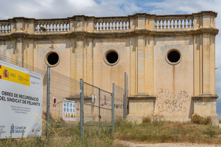Felanitx, Spain; may 27 2022: Old abandoned factory El Sindicat in a state of ruin in the Majorcan town of Felanitx, Spain. Closure factories in rural areasのeditorial素材