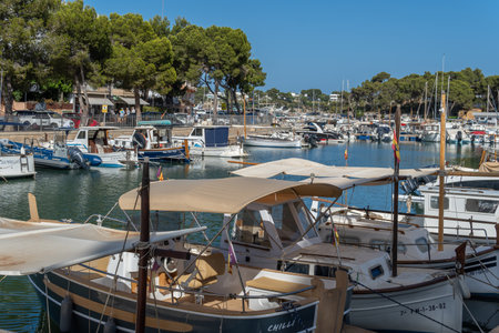 Portopetro, Spain; june 25 2022: General view of the royal yacht club of Portopetro at sunset on a sunny summer day. Island of Majorca, Spainのeditorial素材