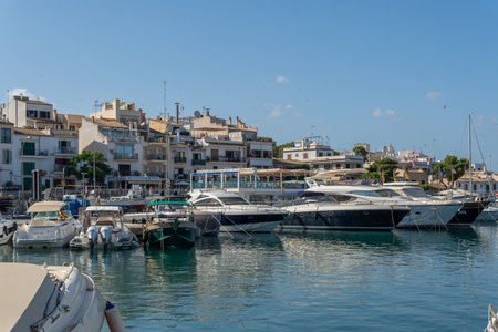 Portopetro, Spain; june 25 2022: General view of the royal yacht club of Portopetro at sunset on a sunny summer day. Island of Majorca, Spainのeditorial素材