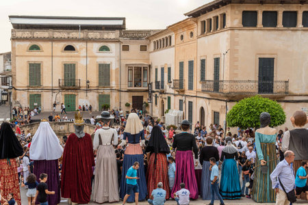 Felanitx, Spain; october 22 2022: Paprika fair in the Mallorcan town of Felanitx. Sculptures of giants typical of the folkloric culture of the island of Mallorca, Spainのeditorial素材