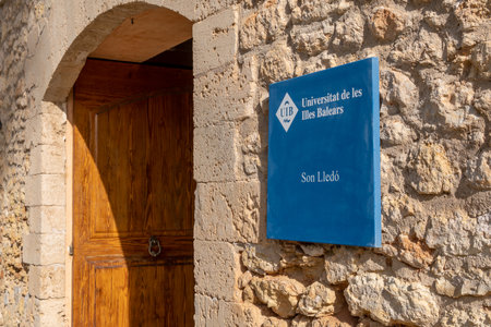 Palma de Mallorca, Spain; december 15 2022: Main facade of the Rectorate, Son Lledo, of the University of the Balearic Islands, Uib, on a sunny morning. Island of Majorca, Spainのeditorial素材