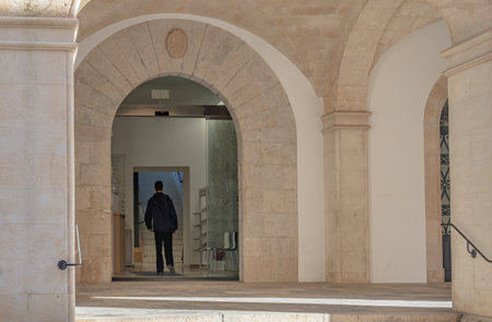 Felanitx, Spain; January 04 2023: Main entrance of the town hall of the Majorcan town of Felanitx, a sunny morning, Spainのeditorial素材
