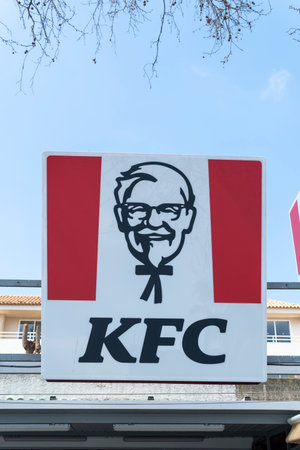 Magaluf, Spain; March 19 2023: Poster of the international fast food company KFC, in the tourist resort of Magaluf, Spainのeditorial素材