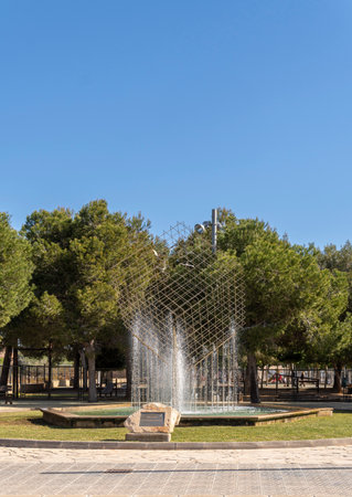 Santanyi, Spain; March 26 2023: Metal sculpture for world peace and freedom, made by F. Jimenez in 2004. Santanyi, island of Mallorca, Spainのeditorial素材