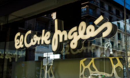 Palma de Mallorca, Spain; April 03 2023: Logo of the Spanish retailer El Corte Ingles. Palma de Majorca, Spainのeditorial素材