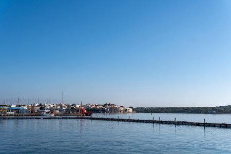 Portocolom, Spain; April 23 2023: General view of the marina with a Repsol boat refueling station in the Majorcan town of Portocolom, Spainのeditorial素材