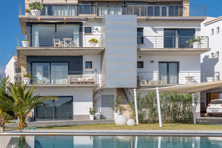 Porotocolom, Spain; April 23 2023: Modern residential building in the Mallorcan town of Portocolom, Spainのeditorial素材