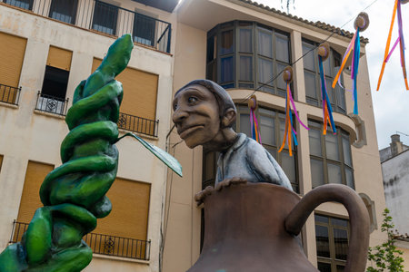 Manacor, Spain; April 30 2023: Manacor Encantat urban festival with large sculptures in the street of characters from folk tales or Rondalles. Manacor, Spainのeditorial素材