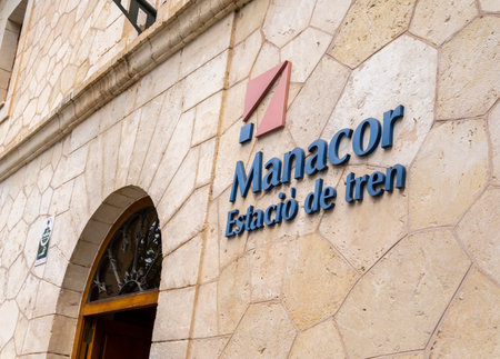 Manacor, Spain; May 13 2023: Train station in the Majorcan town of Manacor, Spain