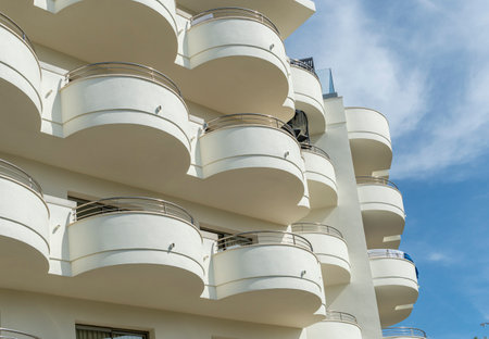 Sa Coma, Spain; June 03 2023: Main facade of the hotel Protur Sa Coma Playa in the Majorcan tourist resort of Sa Coma, Spainのeditorial素材