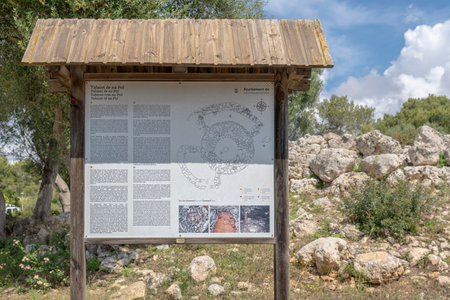 Sa Coma, Spain; June 03 2023: Talayot of Na Pol. Archaeological remains of the Talayotic culture in the Majorcan town of Sa Coma, Spainのeditorial素材
