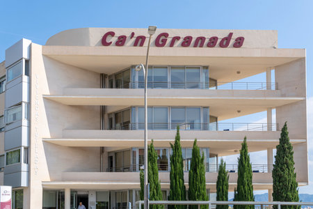 Palma de Mallorca, Spain; June 15 2023: Main facade of the Can Granada home for the elderly in Palma de Mallorca, Spainのeditorial素材