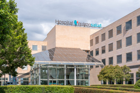 Palma de Mallorca, Spain; June 15 2023: Main facade of the Quironsalud private hospital in Palma de Mallorca, Spainのeditorial素材
