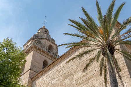 Main facade of the catholic parish church in the Majorcan town of Montuiri, Spain