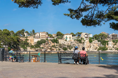 Porto Cristo, Spain; July 01 2023: General view of the promenade of the tourist town of Porto Cristo in summer. Island of Majorca, Spainのeditorial素材