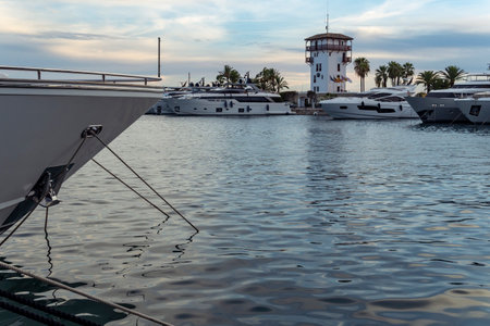 Palma de Mallorca, Spain; september 01 2023: General view of the marina in the tourist resort of Puerto Portals, island of Mallorca, Spainのeditorial素材