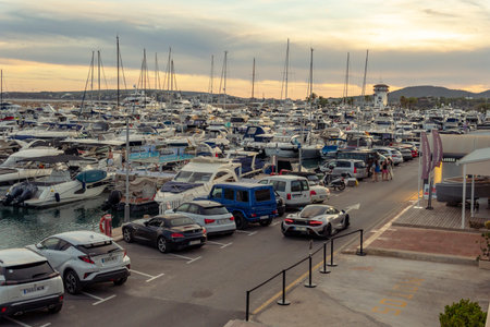 Palma de Mallorca, Spain; september 01 2023: General view of the marina in the tourist resort of Puerto Portals, island of Mallorca, Spainのeditorial素材
