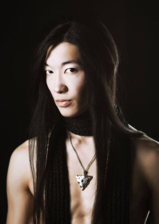 Romantic portrait of asian boy の写真素材