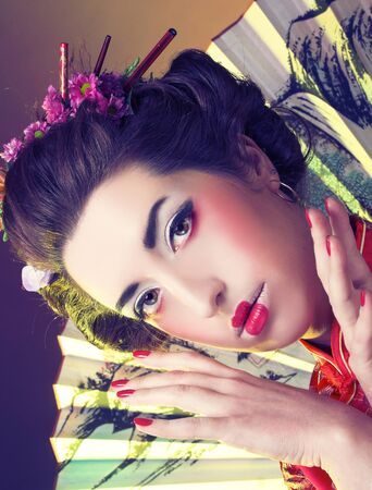 Girl in japanese styleの写真素材
