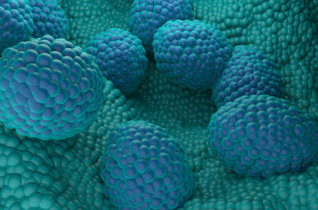 Prostate cancer cells 3d illustration isometric view