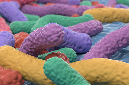 Probiotic bacteria field closeup view 3d illustrationの写真素材