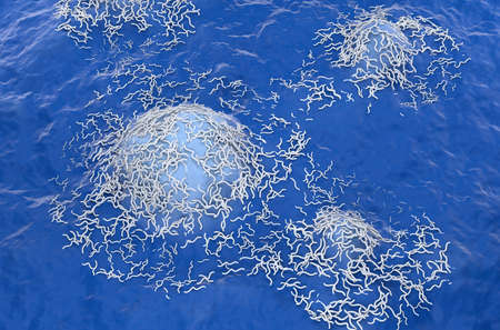 Ependymoma cancer cells (brain tumor) - isometric view 3d illustration