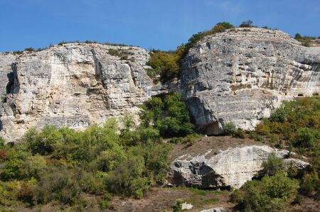  The rocks of Chufut-Kale near the Bakhchisarai in Crimeaの写真素材