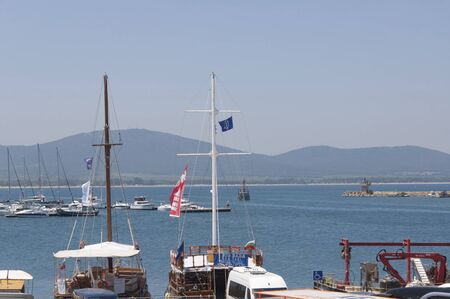 Sozopol, Bulgaria - 22 Juny 2016 : Boats at pier in the port of Sozopolのeditorial素材