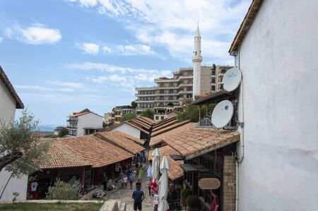 Kruja, Albania - 16 July 2017 : General view of town and Old marketのeditorial素材