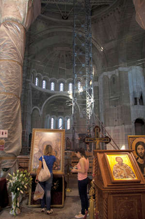 Belgrade, Serbia - 11 July 2017 : Inside The Saint Sava orthodox church
