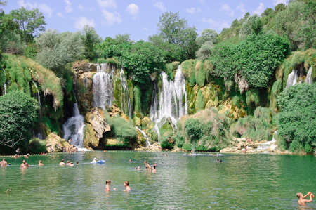 Kravice, Bosnia and Herzegovina - 13 July 2017 : Waterfall Kravice at sunny summer dayのeditorial素材