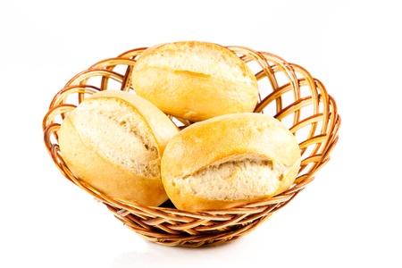 bun bread isolated on white backgroundの写真素材