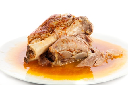 knuckle of pork isolated on whiteの写真素材