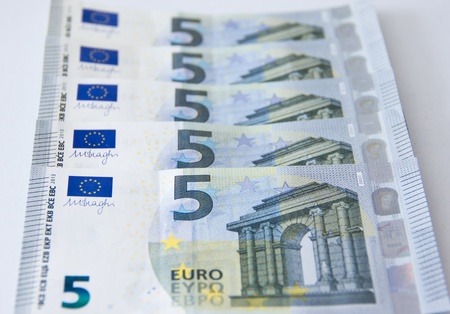 new five euro banknoteの写真素材