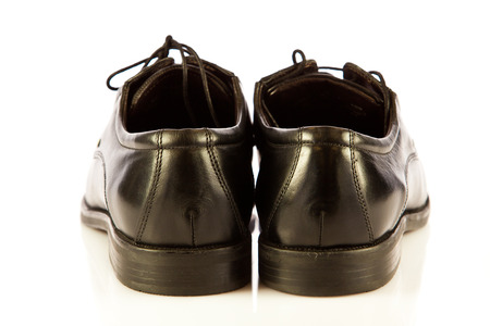 Classic man's shoes isolated on white の写真素材