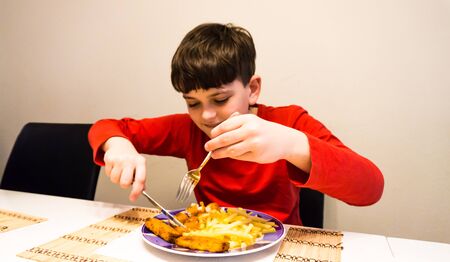 eating autistic  boy health nutritionの写真素材