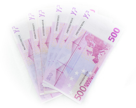 500 euro bills  euro banknotes money. European Union Currencyの写真素材
