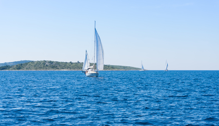 sail of a sailing boat. sailing yacht on the waterの写真素材