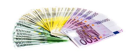 euro banknote money finance cash on white backgroundの写真素材