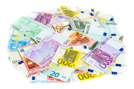 euro banknote money  finance concept cash on white backgroundの写真素材