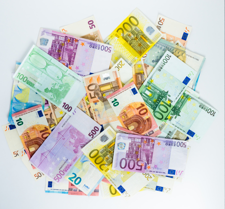 euro banknote money  finance concept cash on white backgroundの写真素材