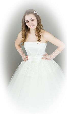bride on grey background. dressの写真素材