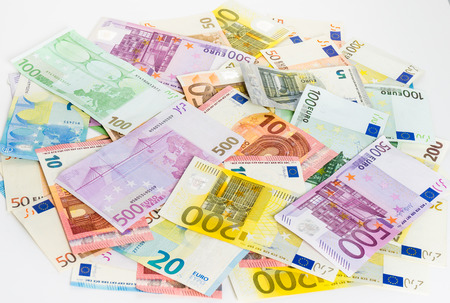 euro banknote money  finance concept cash on white backgroundの写真素材