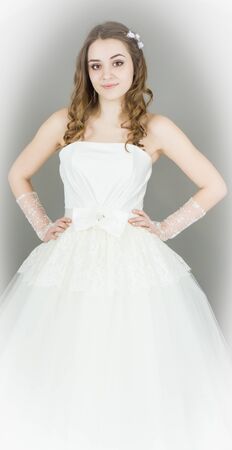 bride on grey background. dressの写真素材