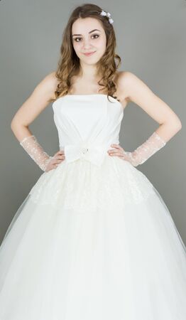 bride on grey background. dressの写真素材