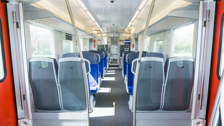 empty wagon. inside of trainの写真素材