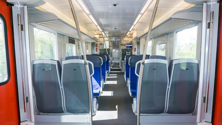 empty wagon. inside of trainの写真素材