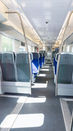 empty wagon. inside of trainの写真素材